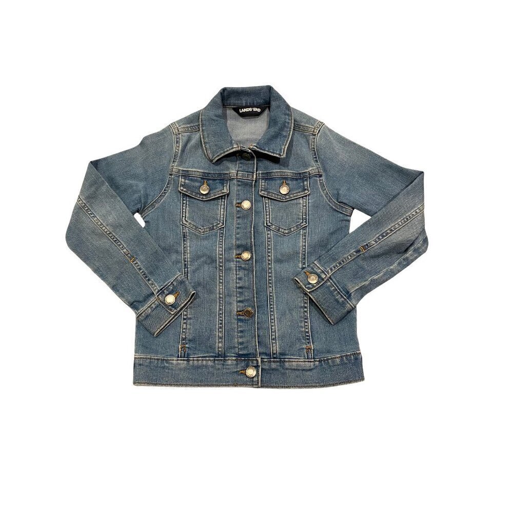 Lands' End Girl's Denim Jean Jacket - Size Small/ 7-8 - Excellent!